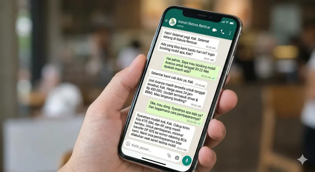 Prosedur booking rental mobil Senayan terdekat via WhatsApp yang mudah.