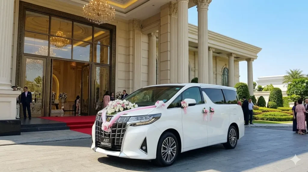 Toyota Alphard menjadi pilihan favorit untuk wedding car di kawasan Bellezza dan Hotel Mulia