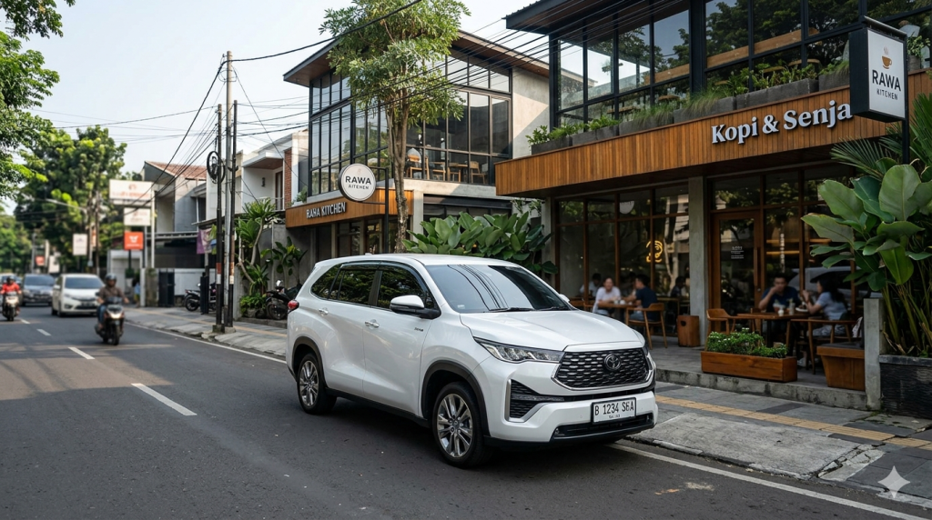 Unit Toyota Innova Zenix dari layanan rental mobil Rawa Barat profesional, Natura Rentcar.